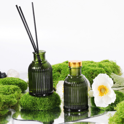 Garden Fragrance Glass Bottle Reed Diffuser Private Label 100ml With Gold Metal Lid