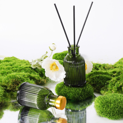 Fragrance Glass Bottle Reed Diffuser Private Label 100ml With Gold Metal Lid