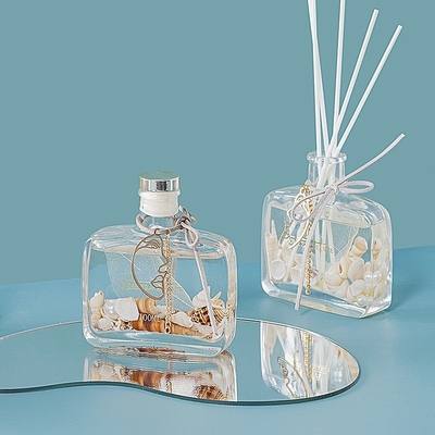 Unique Bottles Gift Box Cover Container Ocean Scented Oil Glass Reed Diffuser