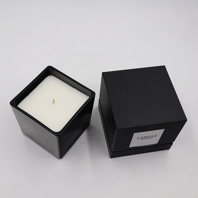 100 Percent Soy Black Square Glass Jar Scented Candle Lemon Verbena