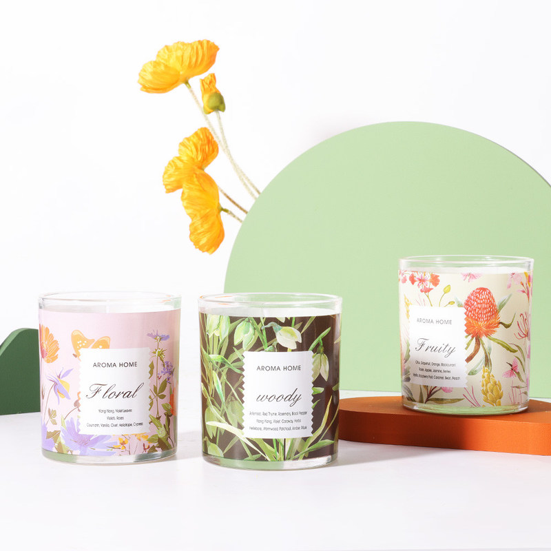 100% 1 Cotton Wick Soy Wax Flower Glass Jar Scented Candle Set Wedding ...