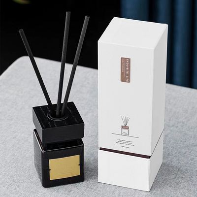 Black Glass Bottle With Wooden Lid DPMA Aroma Reed Diffuser And Oil 100ml