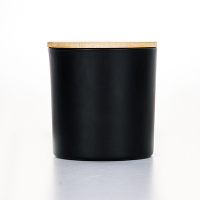 Black Wooden Lid Glass Jar Scented Candle 420g 10*10cm
