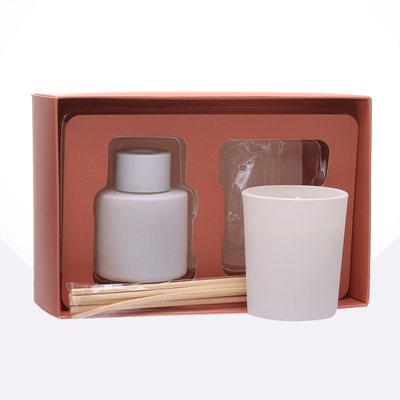 50ml Matte White Bottle Reed Diffuser Set With Wooden Cap Scented Candles