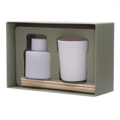 50ml Matte White Bottle Reed Diffuser Set With Wooden Cap Scented Candles