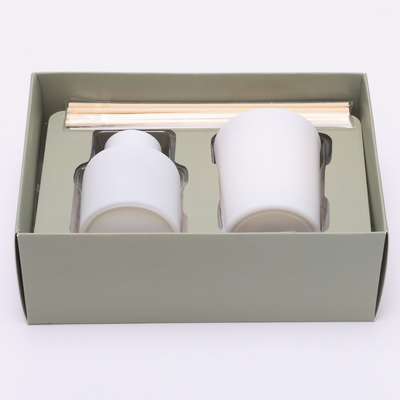 50ml Matte White Bottle Reed Diffuser Set With Wooden Cap Scented Candles