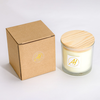 Wooden Lid Cotton Wicks Glass Jar Scented Candle 420g 10*10cm