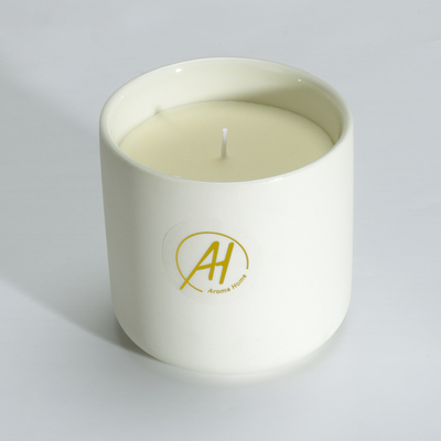 400g Free Sample White Metal Lid Ceramics Jar Scented Candle 10*10cm