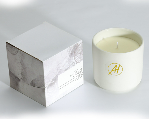400g Free Sample White Metal Lid Ceramics Jar Scented Candle 10*10cm