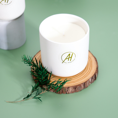 400g Free Sample White Metal Lid Ceramics Jar Scented Candle 10*10cm