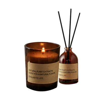 Private Label Glass Scented Candles And Reed Diffuser Home Fragrance Gift Set