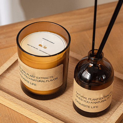 Private Label Glass Scented Candles And Reed Diffuser Home Fragrance Gift Set