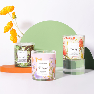 100% 1 Cotton Wick Soy Wax Flower Glass Jar Scented Candle Set Wedding Luxury