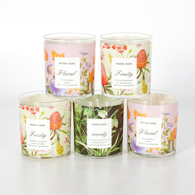 100% 1 Cotton Wick Soy Wax Flower Glass Jar Scented Candle Set Wedding Luxury
