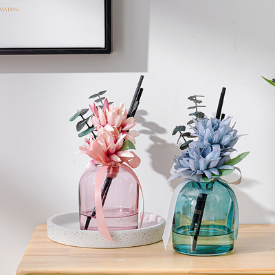 Flower Fiber Stick Perfume Aromatherapy Glass Bottle Round Reed Diffuser 400ml