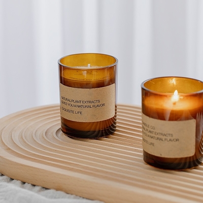 Brown Glass Soy Wax Aromatherapy Smokeless Fragrance Ornament Gift Scented Candle
