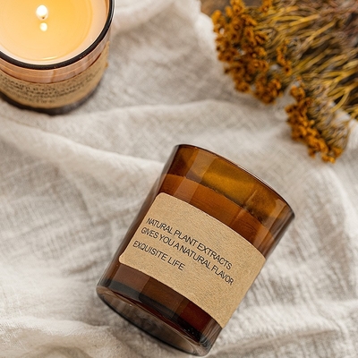 Brown Glass Soy Wax Aromatherapy Smokeless Fragrance Ornament Gift Scented Candle