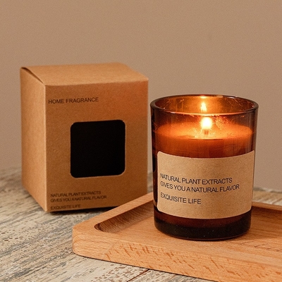 Brown Glass Soy Wax Aromatherapy Smokeless Fragrance Ornament Gift Scented Candle