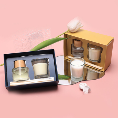 Mini Small Luxury Private Label Custom Glass Black Clear Scented Candle Jar Gift Set