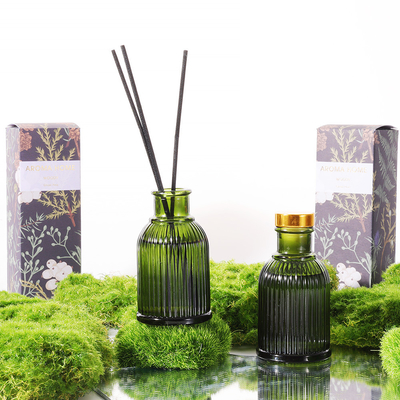 Fragrance Glass Bottle Reed Diffuser Private Label 100ml With Gold Metal Lid
