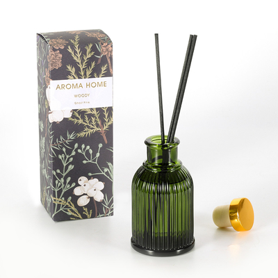 Fragrance Glass Bottle Reed Diffuser Private Label 100ml With Gold Metal Lid