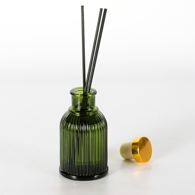 Fragrance Glass Bottle Reed Diffuser Private Label 100ml With Gold Metal Lid