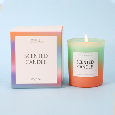 AROMA HOME China USA CA Warehouse 5oz Frosted Gradient Glass Jar Scented Candle With Gift Box