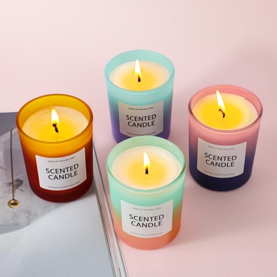 AROMA HOME China USA CA Warehouse 5oz Frosted Gradient Glass Jar Scented Candle With Gift Box