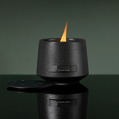 AROMA HOME Wholesale Custom Home Decorative Black Wooden Wick Frosted Creative Ceramic Metal Lid Scented Candles