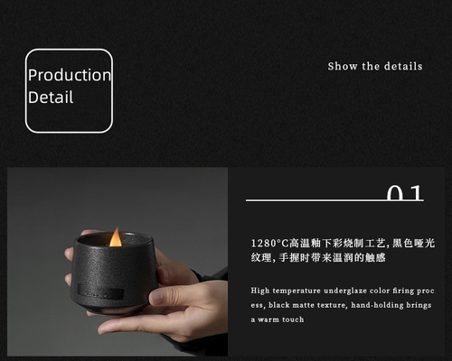 AROMA HOME Wholesale Custom Home Decorative Black Wooden Wick Frosted Creative Ceramic Metal Lid Scented Candles