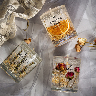 AROMA HOME Decor Luxury Private Label 20 Designs Scent Fragrance Gel Flower Fruit Soy Wax Jelly Scented Candle in Glass
