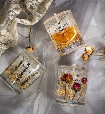 AROMA HOME Decor Luxury Private Label 20 Designs Scent Fragrance Gel Flower Fruit Soy Wax Jelly Scented Candle in Glass