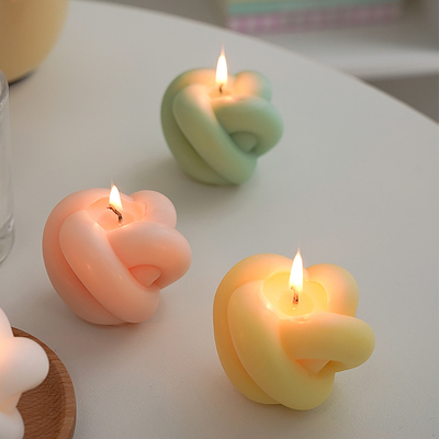 AROMA HOME Handmade Home Decoration Cute Small Twist Magic Ball Knot Shape Scent Soy Wax Carved Candle
