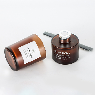 AROMA HOME Hot-sell Oil Fragrance Glass Jar Luxury Brown Reed Diffuser Scented Candles Gift Set