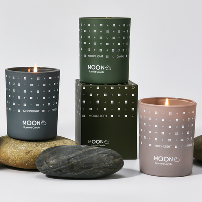 AROMA HOME Custom Luxury Nordic Wedding Mother Day Moon Fragrance Smokeless Soy Wax Aromatherapy Scented Candle In Glass