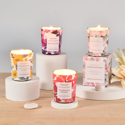 AROMA HOME Wholesale Luxury Household Gift Set Custom Creative Flower Fragrance Glass Jar Soy Wax Scented Candle