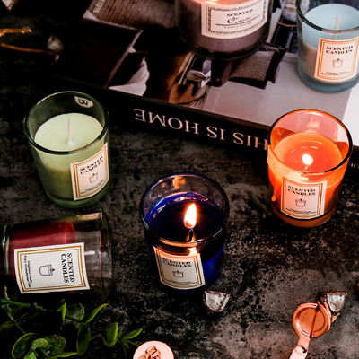 AROMA HOME Luxury Private Label Custom Aromatherapy Nordic Ins Fragrance Scented Soy Wax Clear Jar Candles With Gift Box