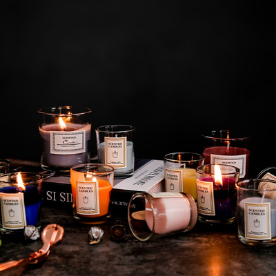 AROMA HOME Luxury Private Label Custom Aromatherapy Nordic Ins Fragrance Scented Soy Wax Clear Jar Candles With Gift Box