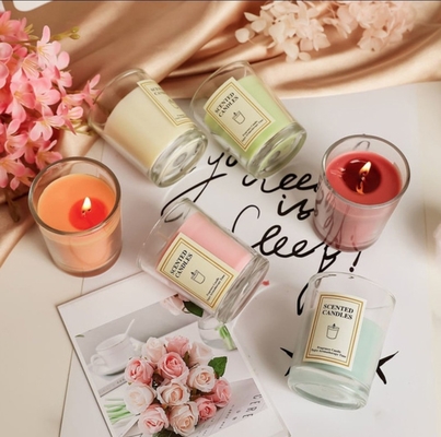 AROMA HOME Luxury Private Label Custom Aromatherapy Nordic Ins Fragrance Scented Soy Wax Clear Jar Candles With Gift Box