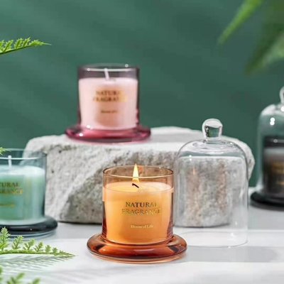 Stock Label Custom Rose Amber Ebony Fresh Spring Cream Coffee Big Size Wax Scented Candles In Jar With Bell Lid
