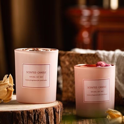 AROMA HOME Pink Romantic Aromatherapy Luxury Dried Flower Private Label Scented Soy Wax Candles For Events Arrangement