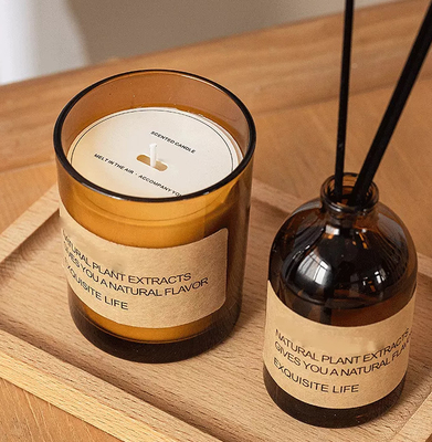 AROMA HOME Luxury Custom Private Label Aromatherapy Soy Wax Scented Candles Reed Diffusers Gift Set With Wooden Pallet M