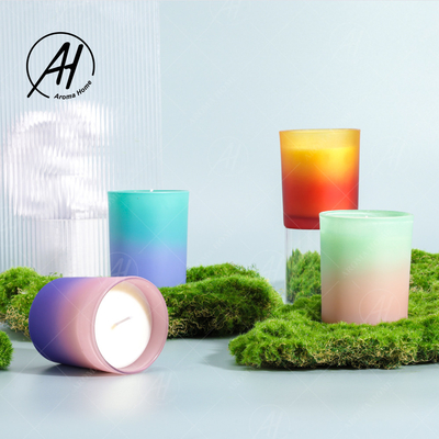 Custom Gift Essential Oil Gradient Glass Soy Wax Candle Vessel Scented