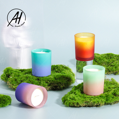 Custom Gift Essential Oil Gradient Glass Soy Wax Candle Vessel Scented