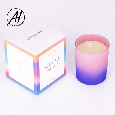Custom Gift Essential Oil Gradient Glass Soy Wax Candle Vessel Scented