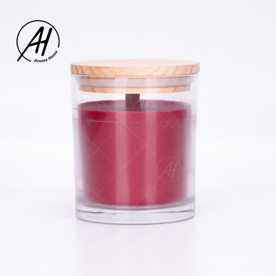 Glass Jar Wooden Lid Home Dor Custom Soy Wax Scented Candles Private Label 8OZ