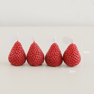 Red Pink Strawberries Soy Wax Carved Candle Aromatic Home Scented Handmad