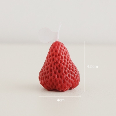 Red Pink Strawberries Soy Wax Carved Candle Aromatic Home Scented Handmad