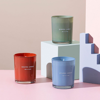Aroma Home Custom Screen Printing Spray Color Soy Wax Glass Scented Candle With Box