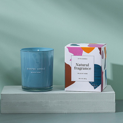 Aroma Home Custom Screen Printing Spray Color Soy Wax Glass Scented Candle With Box